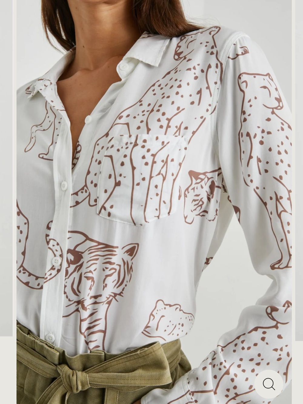 Rails Kathryn Jungle Cat Button-Front Shirt